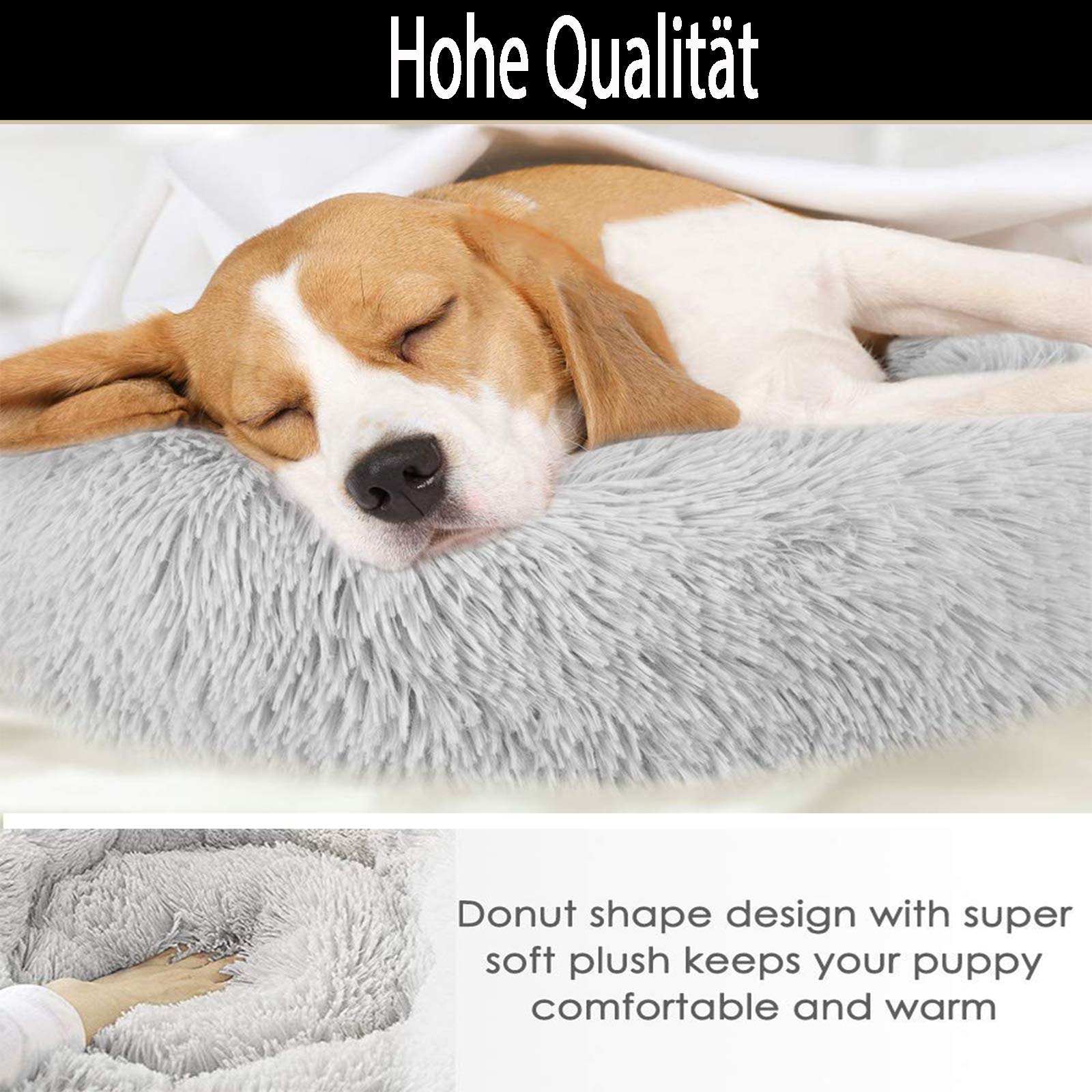 LINRUI XXL Hundebett Orthopädisch – Rundes Donut-Bett Für Große Hunde, Waschbar, Kuschelig
