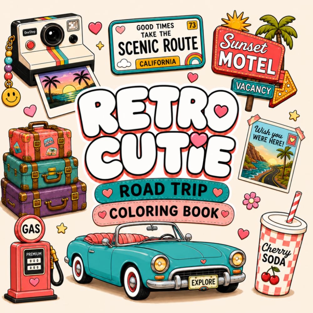Retro Cutie: Road Trip: Bold & Easy Cute Travel Doodles for Relaxing & Cozy Fun