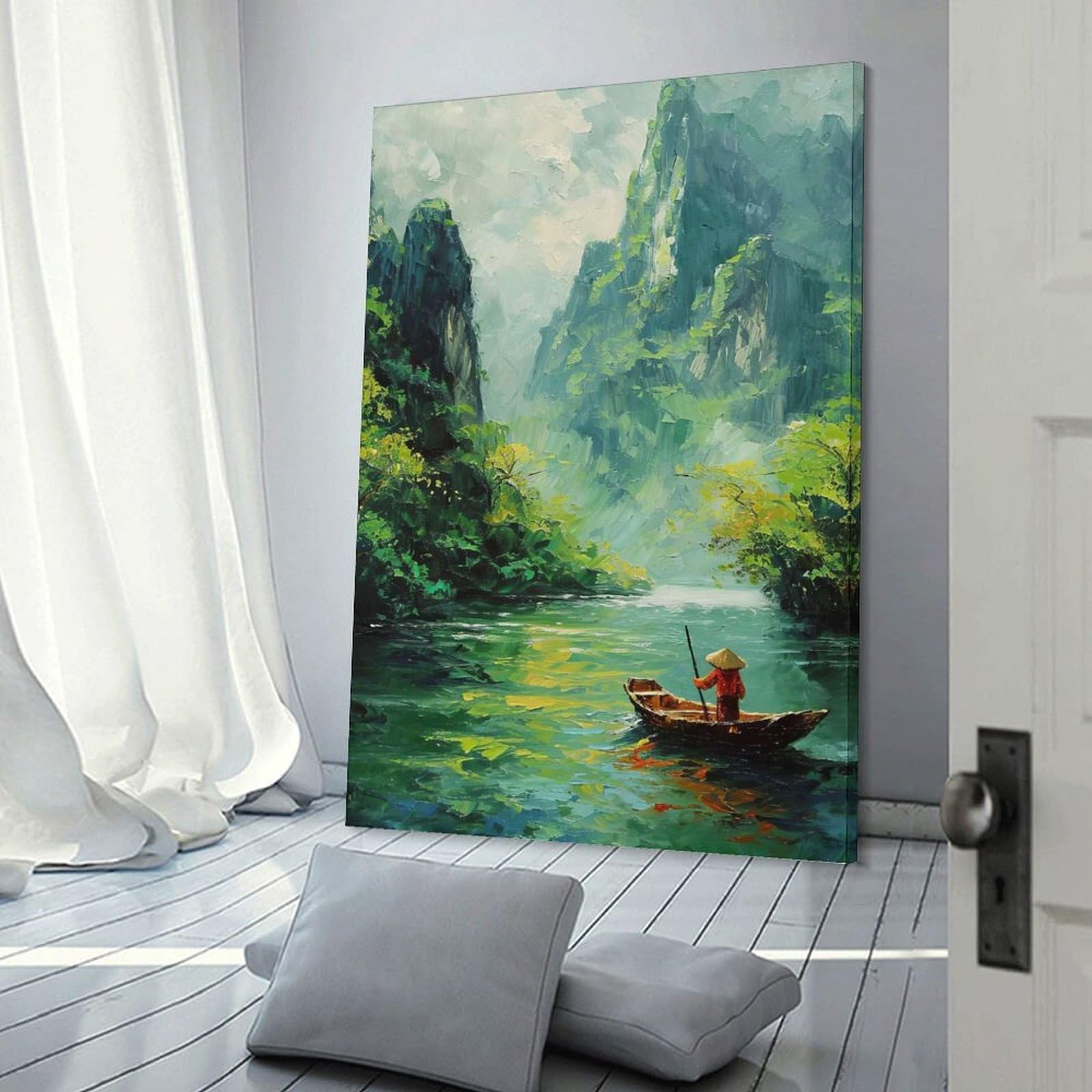 Junmoney Vietnam River Journey Home Decor Wall Art 08x12inch(20x30cm), for Office, Study Or Home Workspace, Home Office Artwork with Decorative Appeal