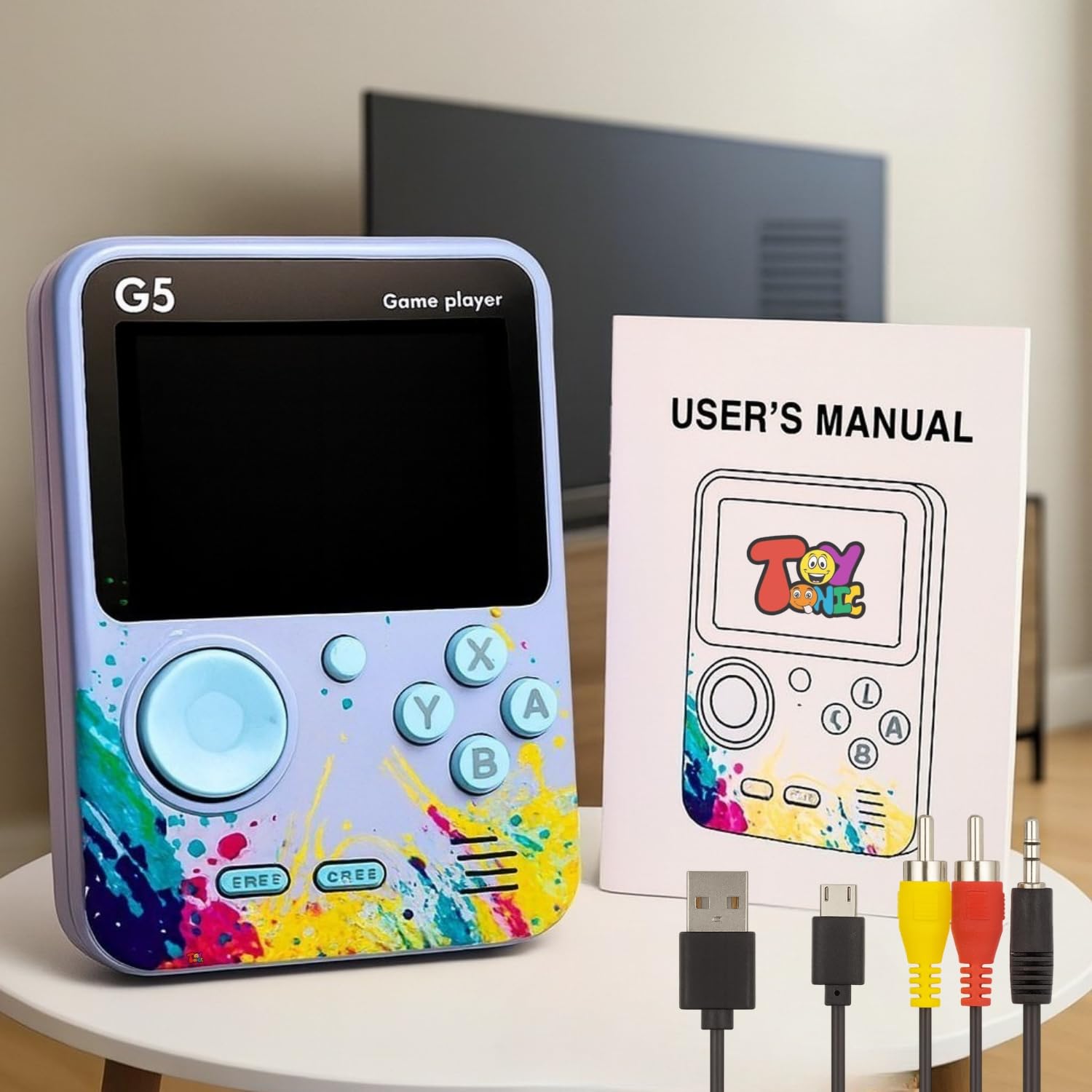 TOYTONIC G5 Handheld Game Console for Kids, Retro Gaming Device with 3.0” HD Screen, Built-in 500 Classic Games, AV Output, Random Color – Portable Game Player for Boys & Girls