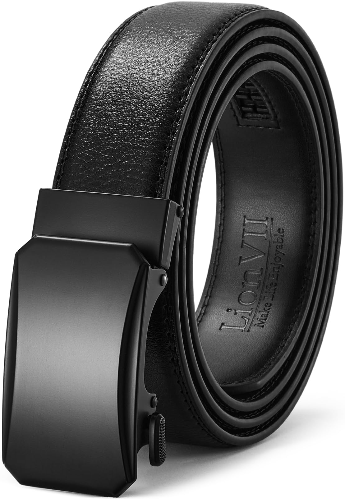 lionvii Men's Ratchet Belt - Genuine Leather Adjustable Belt for Dress and Casual with Automatic Buckle, Adjustable Trim to Fit 29"-50", 3.5mm Wide-picture-18
