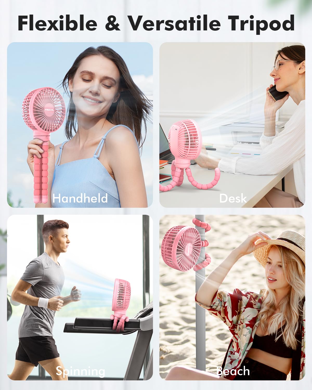 FRIZCOL Ventilateur de poussette pour bébé - Ventilateur portable rechargeable - Ventilateur à piles (utilisation pendant 24 heures) - Ventilateurs pour portable/clip/siège de voiture/bureau/camping