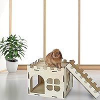 Vista 8 de HIIMALEX Castillo de conejito extra grande y resistente para conejos de interior, casa de juegos con escaleras, bordes redondos, hábitats