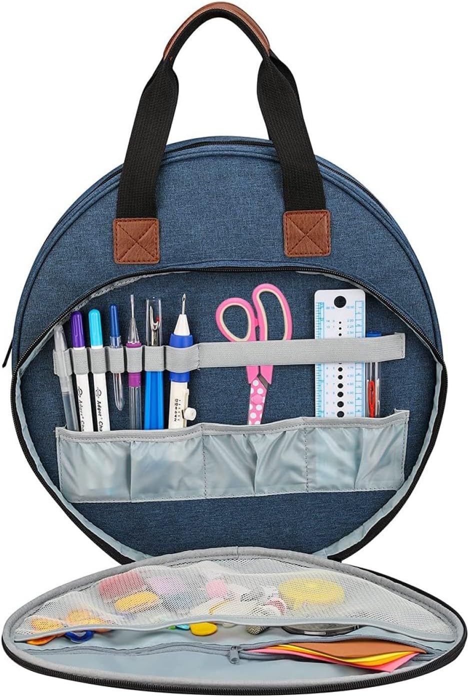 Knitting Bag Yarn Storage Tote, Large Crochet Organizer Bag, Yarn Storage Holder for Crocheting Knitter, Knitting Project Bag, Yarn Storage Bag (Blue)