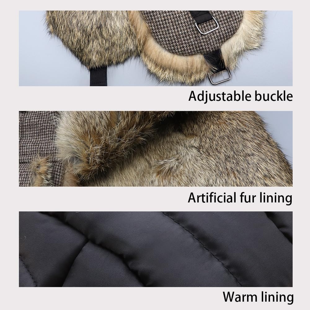 Winter Trapper Hat,100% Rabbit Fur Aviator Russian Trooper Hunting Ski Hat with Ear Flaps for Men & Women - Image 4