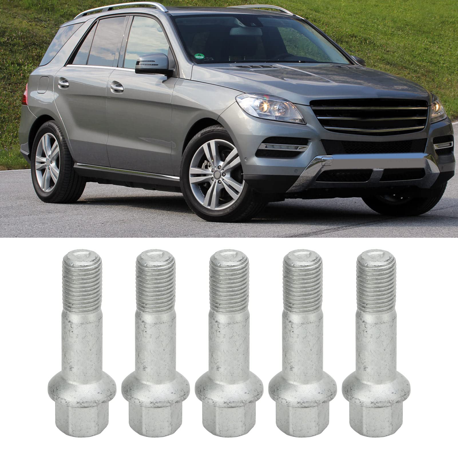 Zestaw 20 śrub do kół M14 X 1,5, zamiennik 67 mm długości, uniwersalny pasuje do ML350 S500 GLK350 S550 CL500 GL450, dystansowe koła i nakrętki w zestawie, śruby do kół