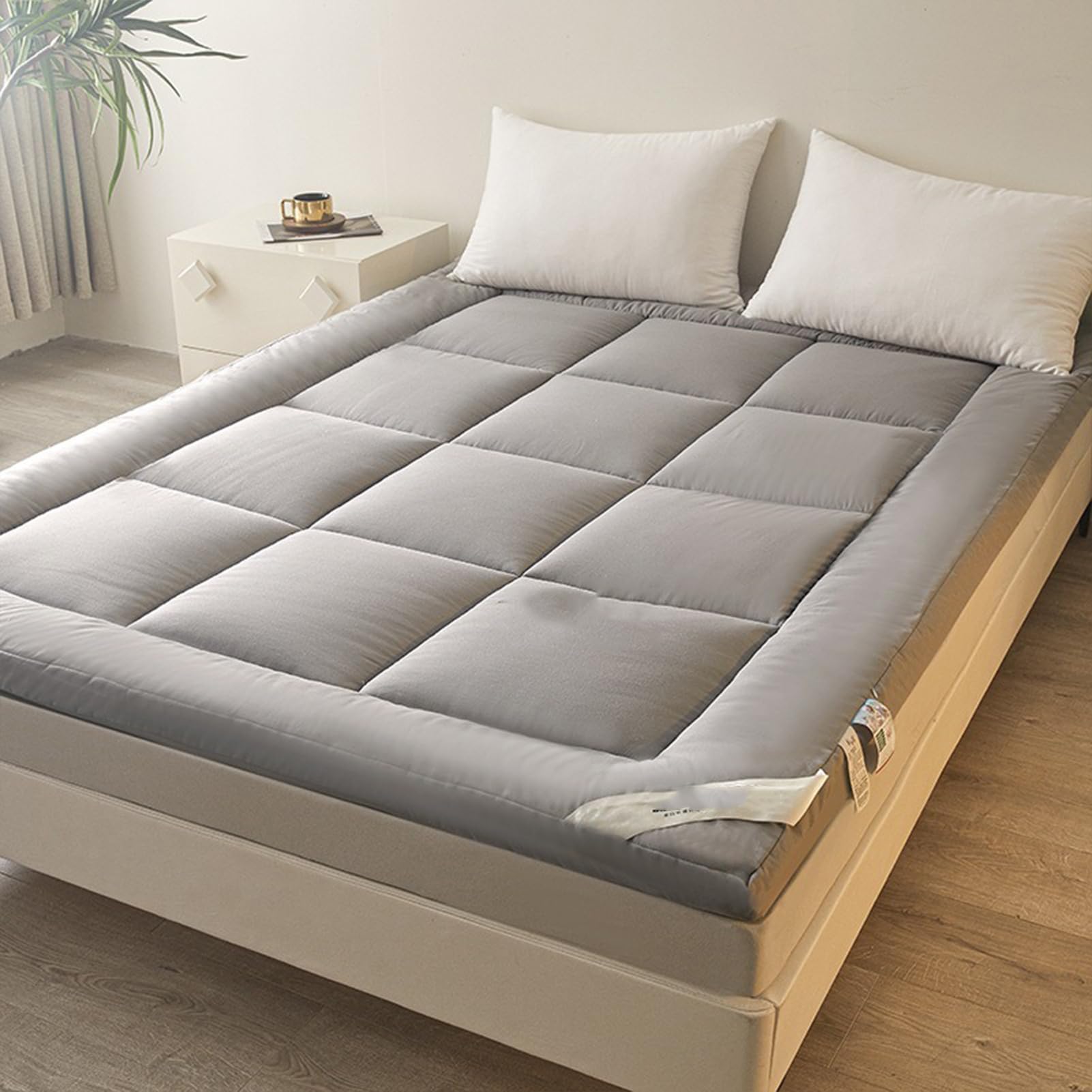 Materasso futon giapponese tatami da pavimento pieghevole arrotolabile tappetino da campeggio ultra morbido per ospiti grigio 180 x 200 cm