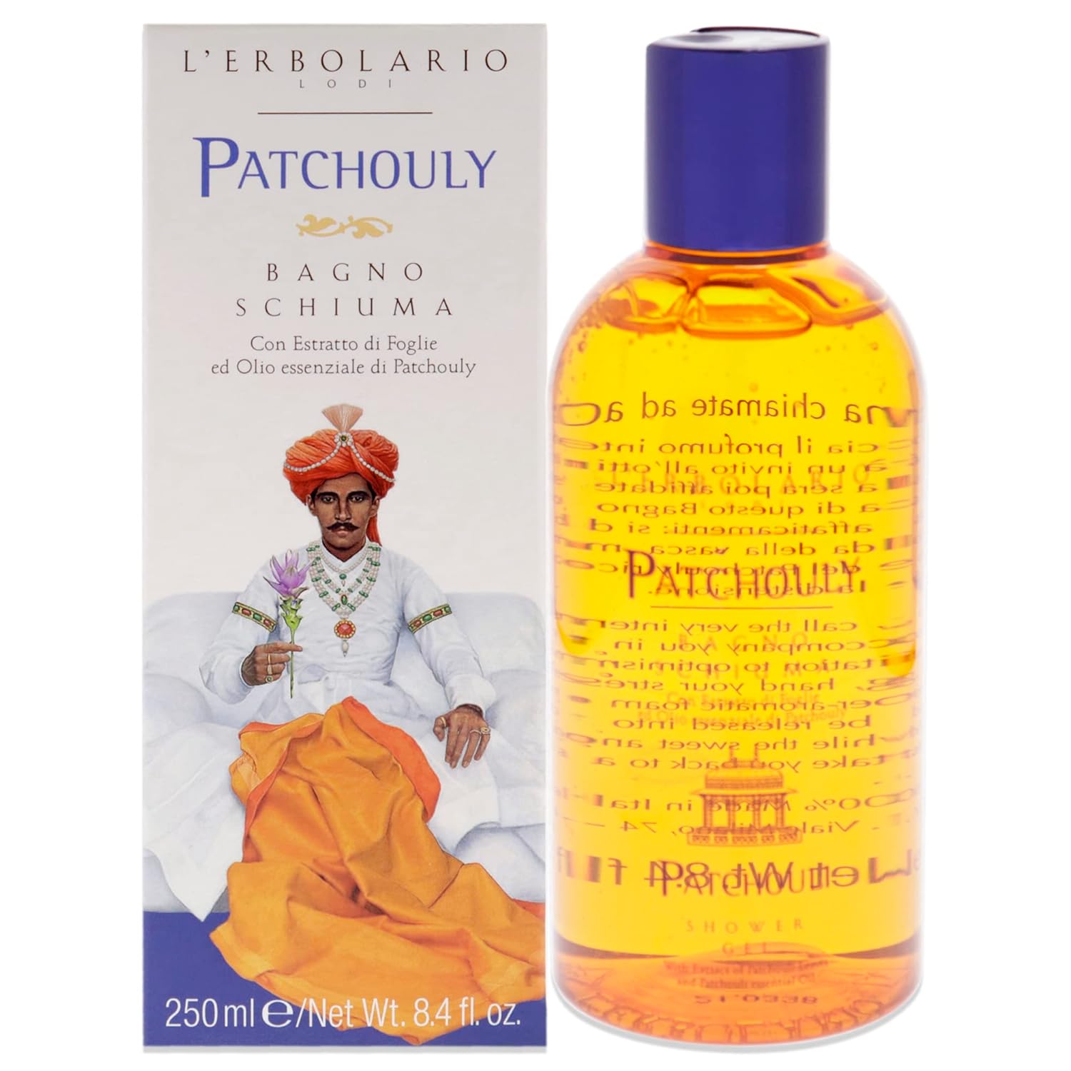 L'Erbolario Shower Gel - Protecting Body Soap with Essential Oil, Sunflower Oil - Body Wash for a Gentle Cleanse and Skin Toning - Patchouli - 8.4 oz