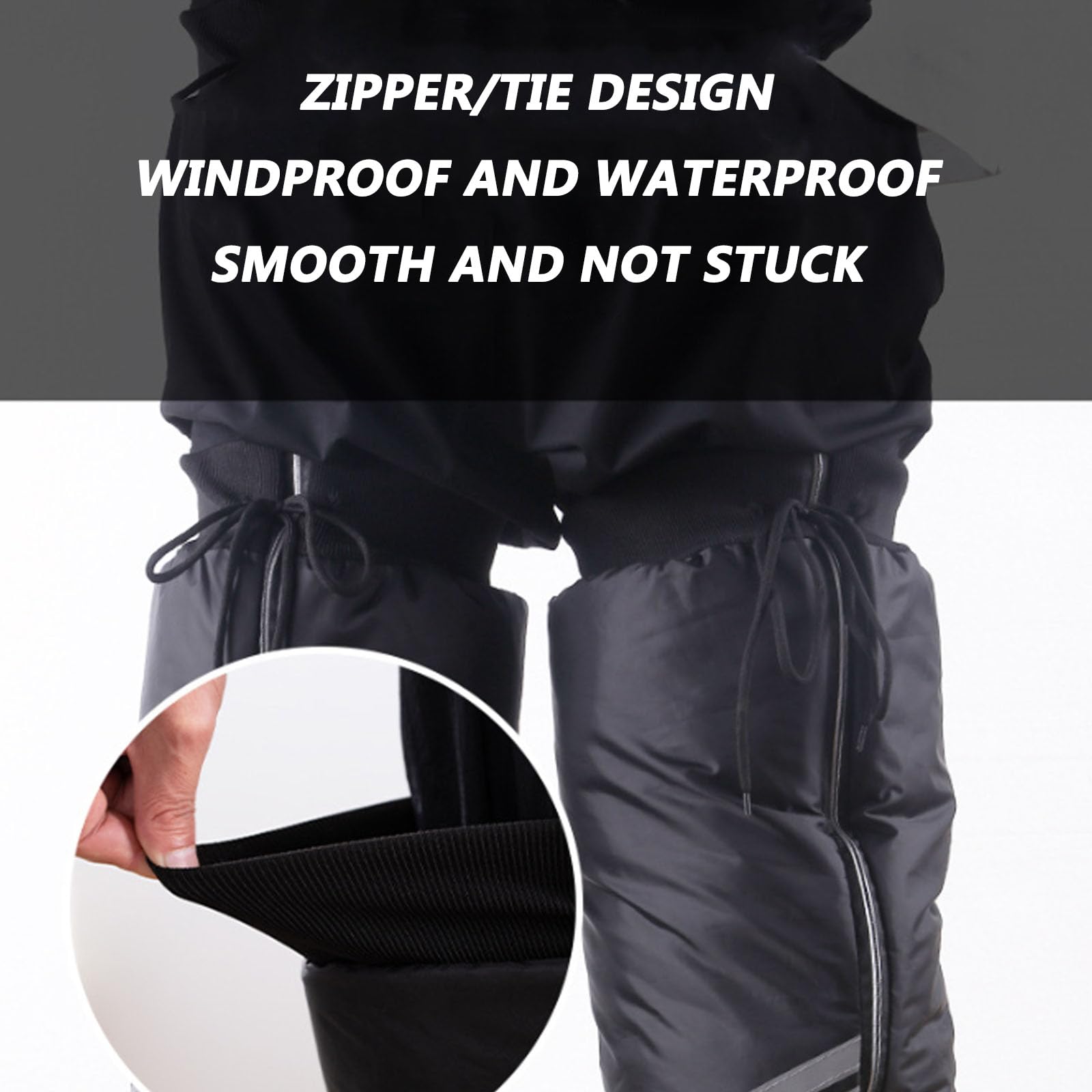 Ginocchiere per moto, Copri-leggings caldi invernali, fodera termica, scaldamuscoli invernali antivento regolabili, 1 paio(60cm)