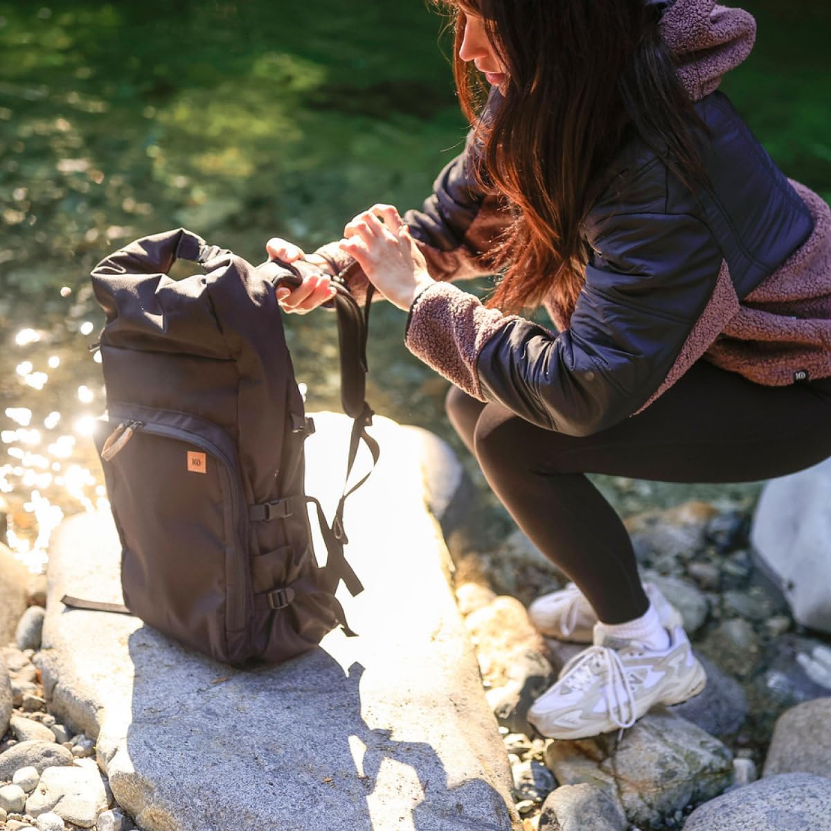 tentree Mobius Backpack 35L – Eco-Friendly Recycled Polyester, Water Resistant, 15" Laptop Sleeve, Multi-Functional Travel Daypack, Roll-Top Closure - Black