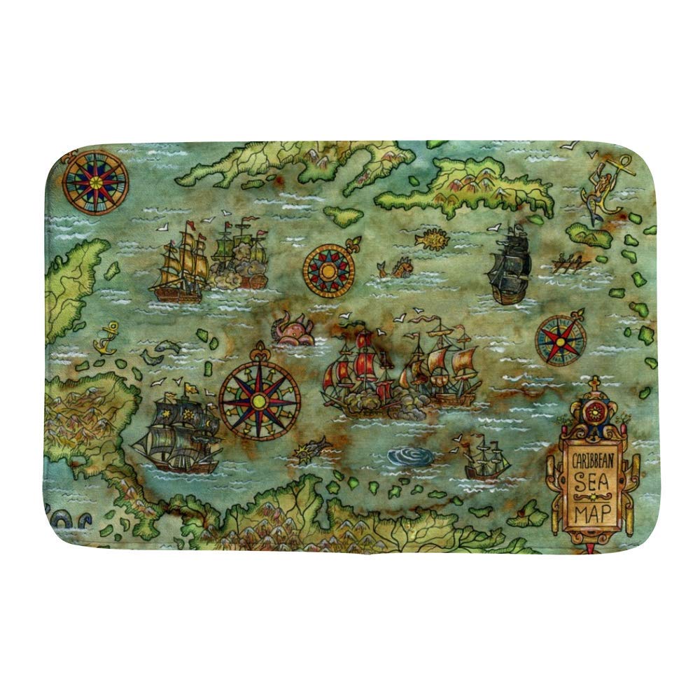 Tapis de bain antidérapant bleu Caraïbes pour sortie de douche