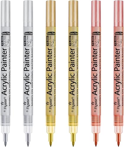 Miniatura 1 de EBOT Rotuladores metálicos, dorados, oro rosa y plateado, marcadores permanentes metálicos para ilustración de artistas, manualidades, tarjetas de