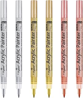 EBOT Metallic Marker Pens, Gold ,Rose Gold and Silver Metallic Permanent Markers for Artist Illustration, Crafts, Gift Card Making, Scrapbooking, Fabric,DIY Photo Album, Set of 6