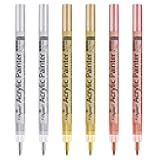 EBOT Metallic Marker Pens, Gold,Rose Gold and Silver Metallic Permanent Markers for Artist Illustration, Crafts, Gift Card Making, Scrapbooking, Fabric,DIY Photo Album, Set of 6