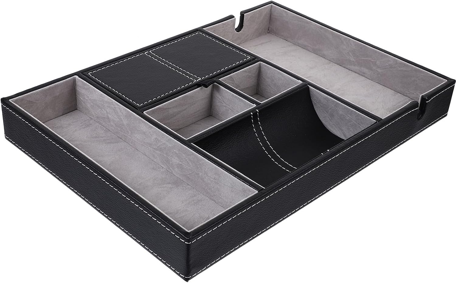 Toyvian Desktop Storage Box with 5 Compartments, PU Leather