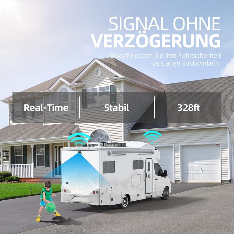 eRapta Mágneses Napelemes Tolatókamera 5" 1080P Monitorral - 9600 mAh Akkumulátor, 1 Perces Telepítés, IP69K Vízálló, 150° Látószög, Vezeték