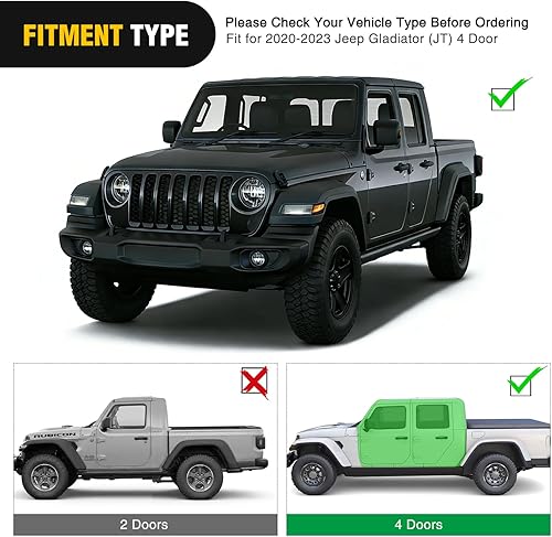 Miniatura 3 de Nilight Estribos para Gladiator (JT) 2020 2021 2022 2023 2024 de 4 Puertas, Escalón Lateral de Doble Etapa con Textura Negra, Recubrimiento en