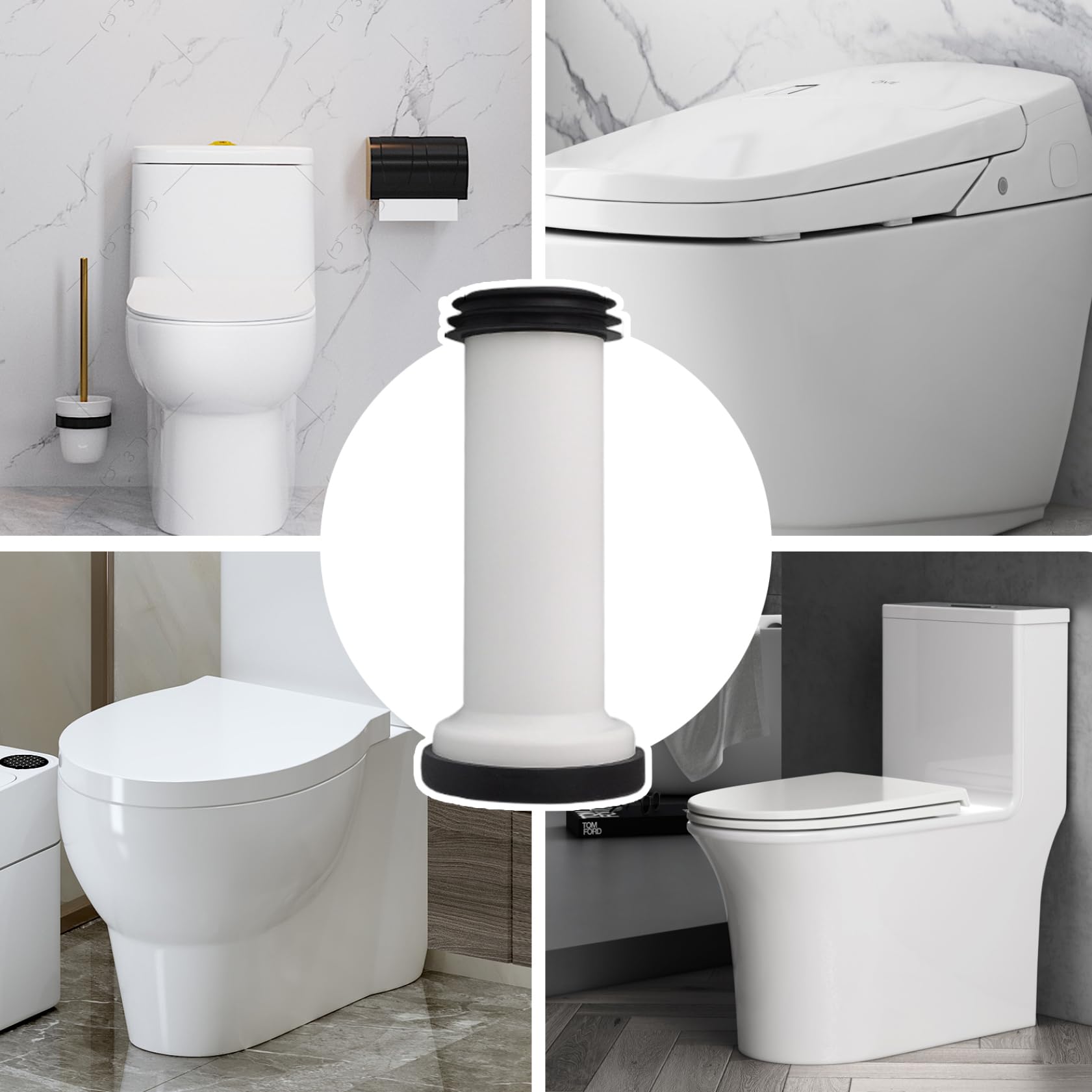 Adattatore per tubo di scarico WC, tubo flessibile di collegamento WC in plastica PE sigillato lungo e rigido, dritto, per scarico posteriore del bagno