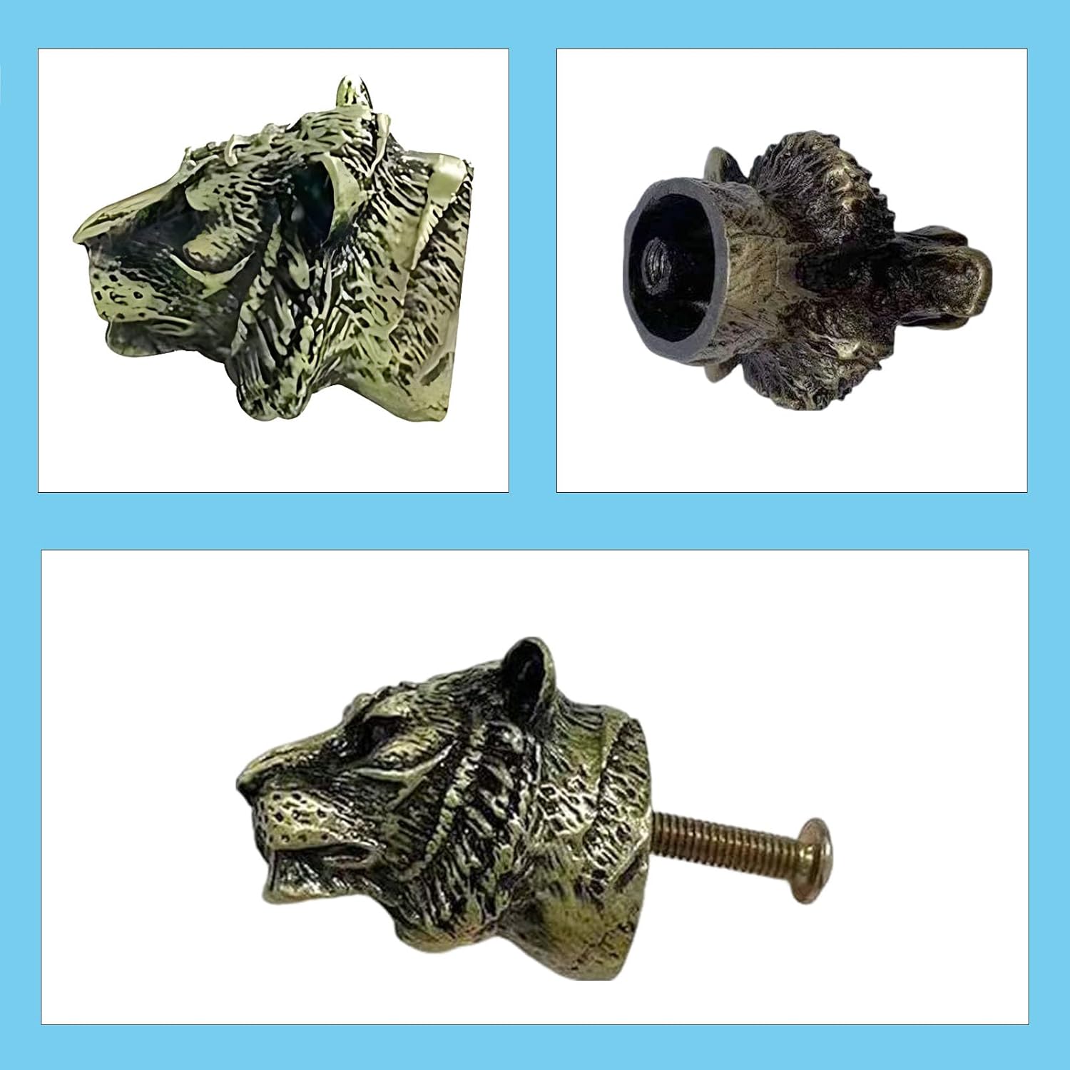 Animal Drawer Knobs, Tiger Cabinet Knobs, Kitchen Cabinet Knobs Drawer Pulls Door Handles Knobs Vintage Unique Cabinet Knobs, 4PCS