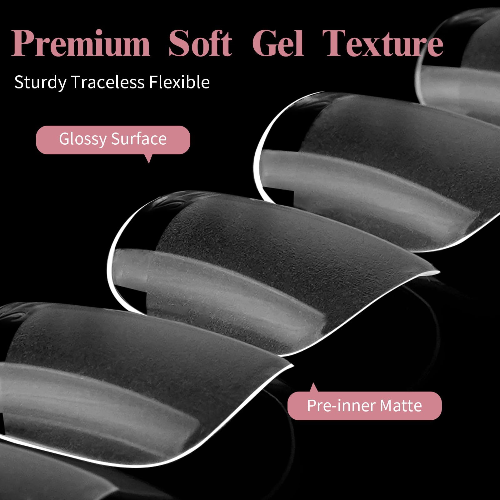Venares 500 Pcs Short Square Nail Tips for Gel and Acrylic Extensions - 12 Sizes Pre-buffed Clear False Full Cover - Image 4