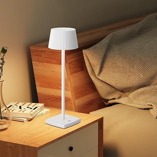Miniatura 6 de Lámparas de mesa LED inalámbricas, batería recargable de 6000 mAh, lámpara de escritorio impermeable, 3 colores, brillo continuo, luz de mesa