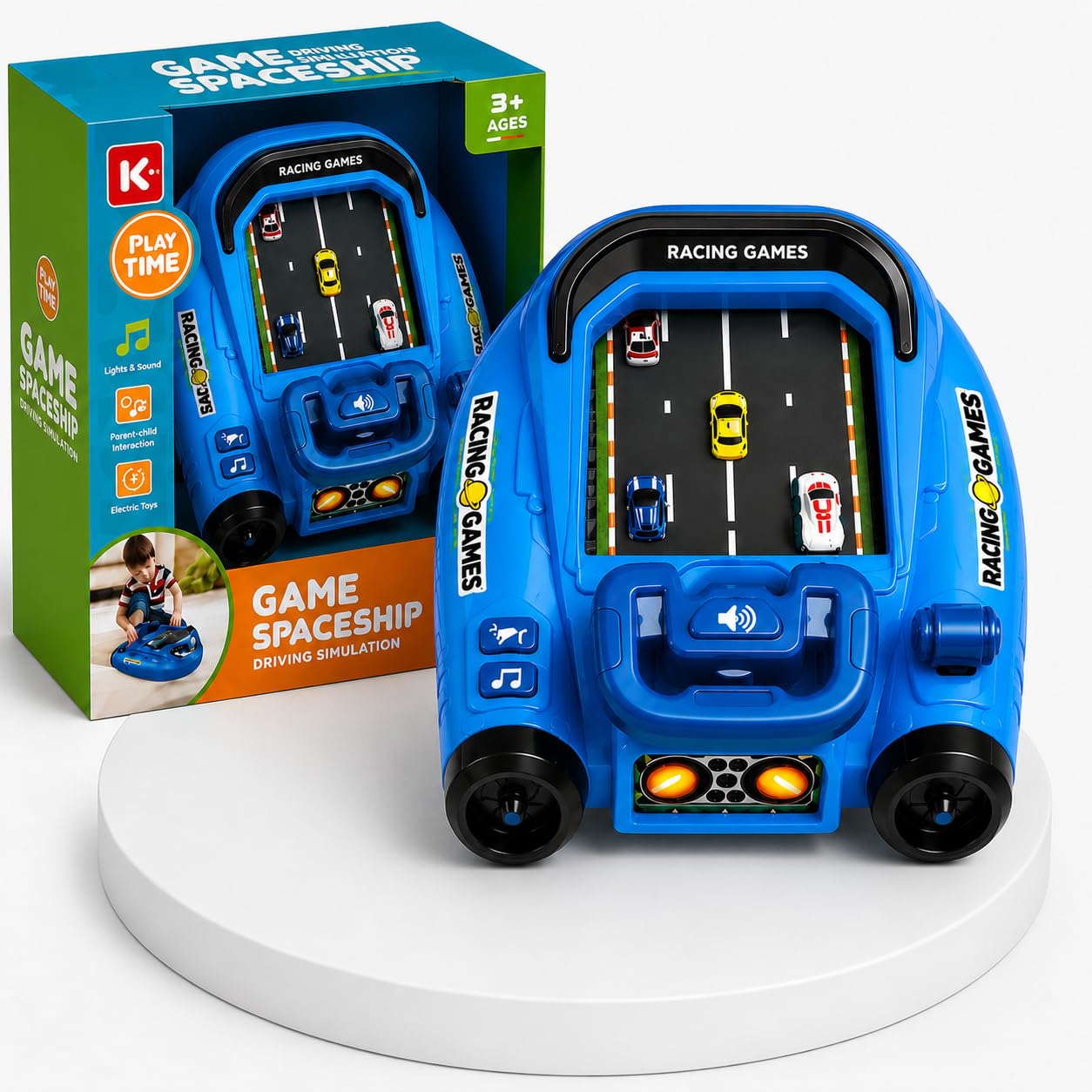 Toyana Car Racing Game for Kids - Interactive Handheld Driving Simulator with Steering Control, Sound Effects & Music, Speed Adjustment Educational Toy, Birthday Gift for Boys and Girls 3+ Years