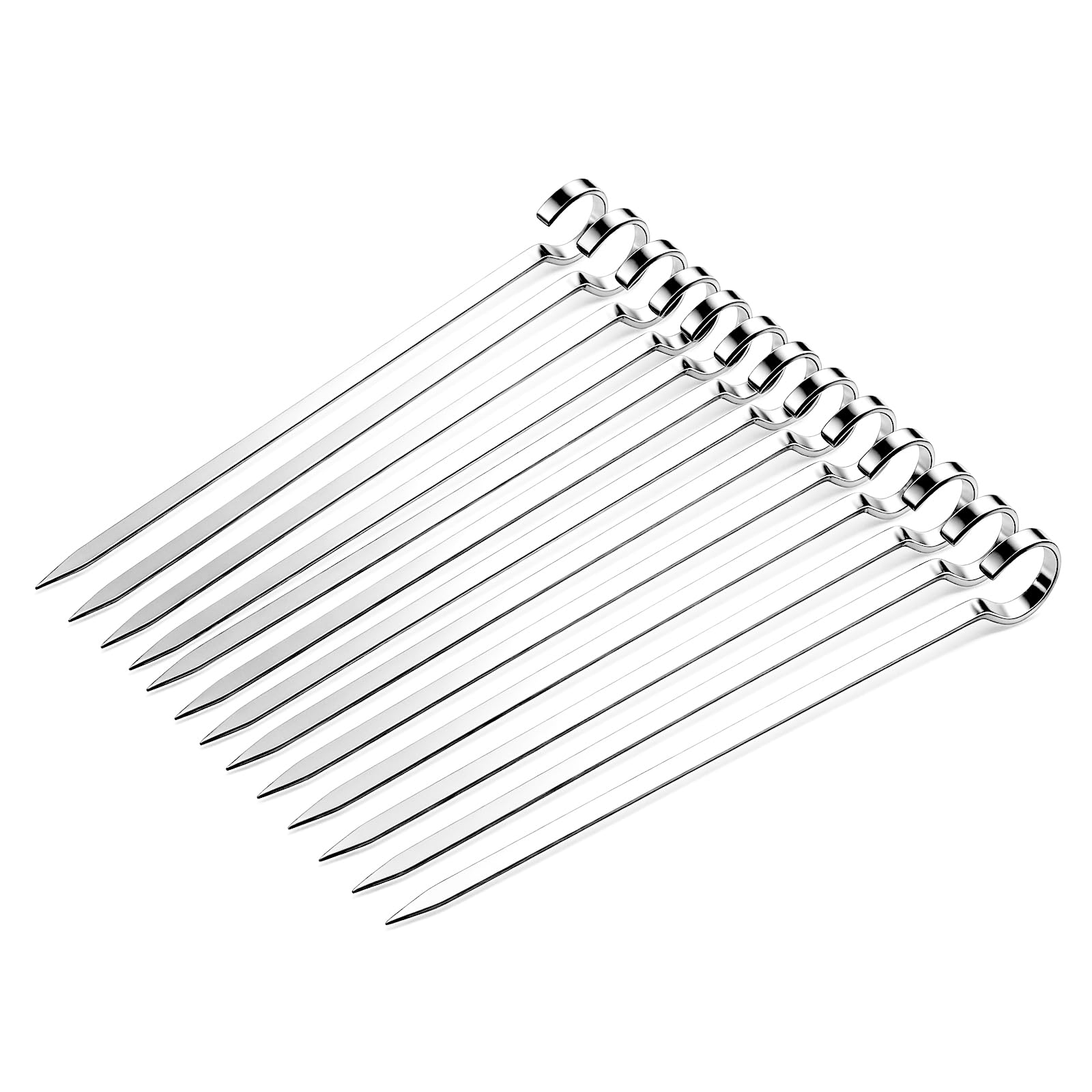 40PCS Kabob Skewers Flat Metal BBQ Barbecue Skewer 7" short Stainless Steel Shish Kebob Sticks Wide Reusable Grilling Skewers Set for Meat Shrimp Vegetable, Set of 40 with box (4.75inch 40PCS)
