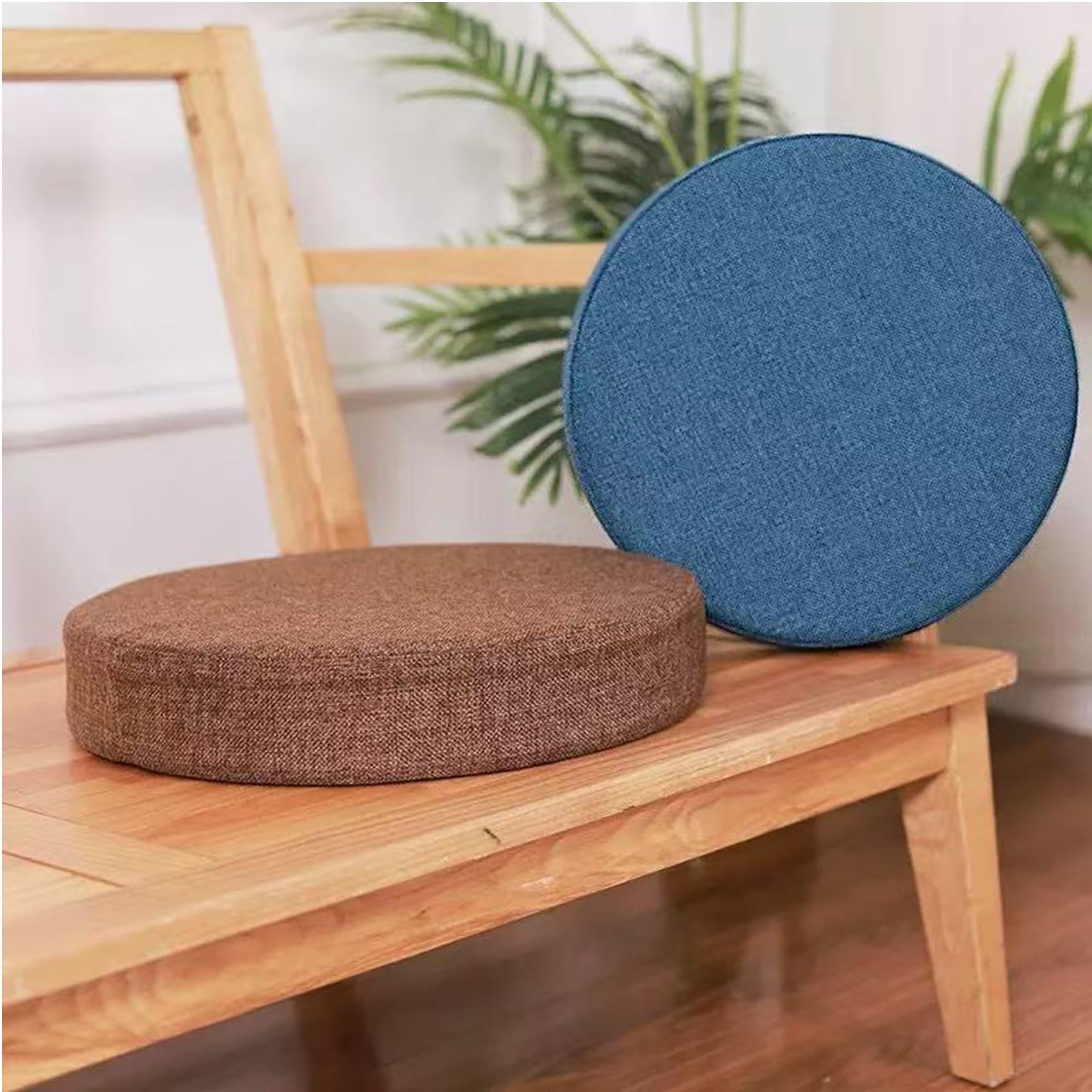 Cuscino rotondo in lino, lavabile, in schiuma ad alta densità, per meditazione, rimovibile, per ufficio, cucina, sedie da giardino