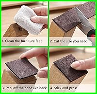 Vista 137 de Tiras de fieltro con respaldo adhesivo, tiras de fieltro adhesivas, paquete de 4 rollos de fieltro 1/2 x 60 pulgadas, cinta de fieltro beige