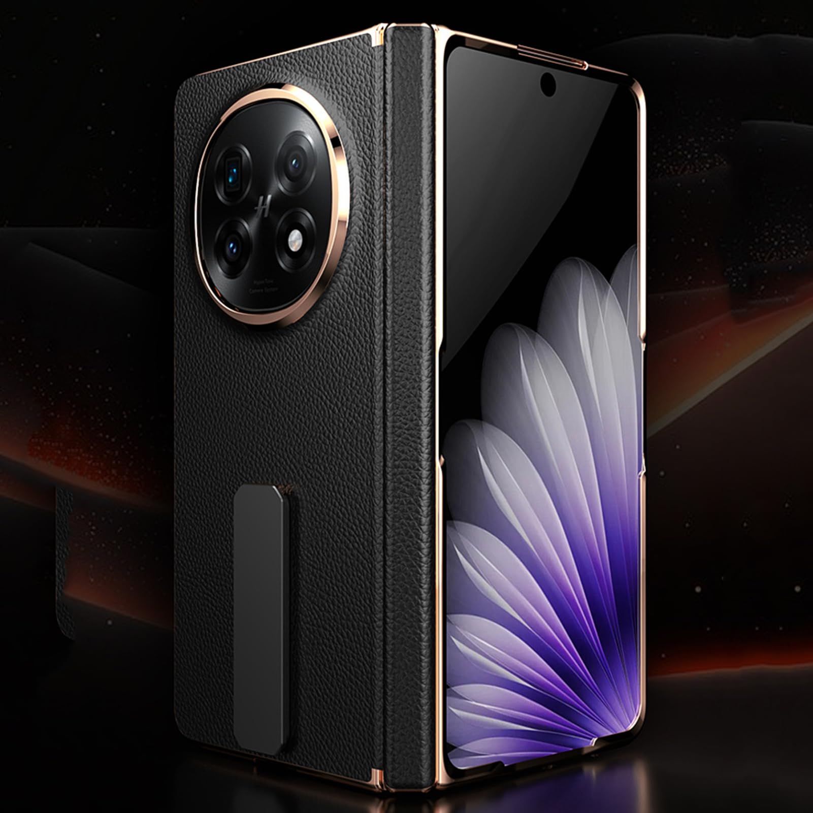 Etui z prawdziwej skóry do Oppo Find N5, ochrona ekranu, tekstura liczi, etui na telefon, kompleksowa ochrona z podpórką, czerwone, Find N5
