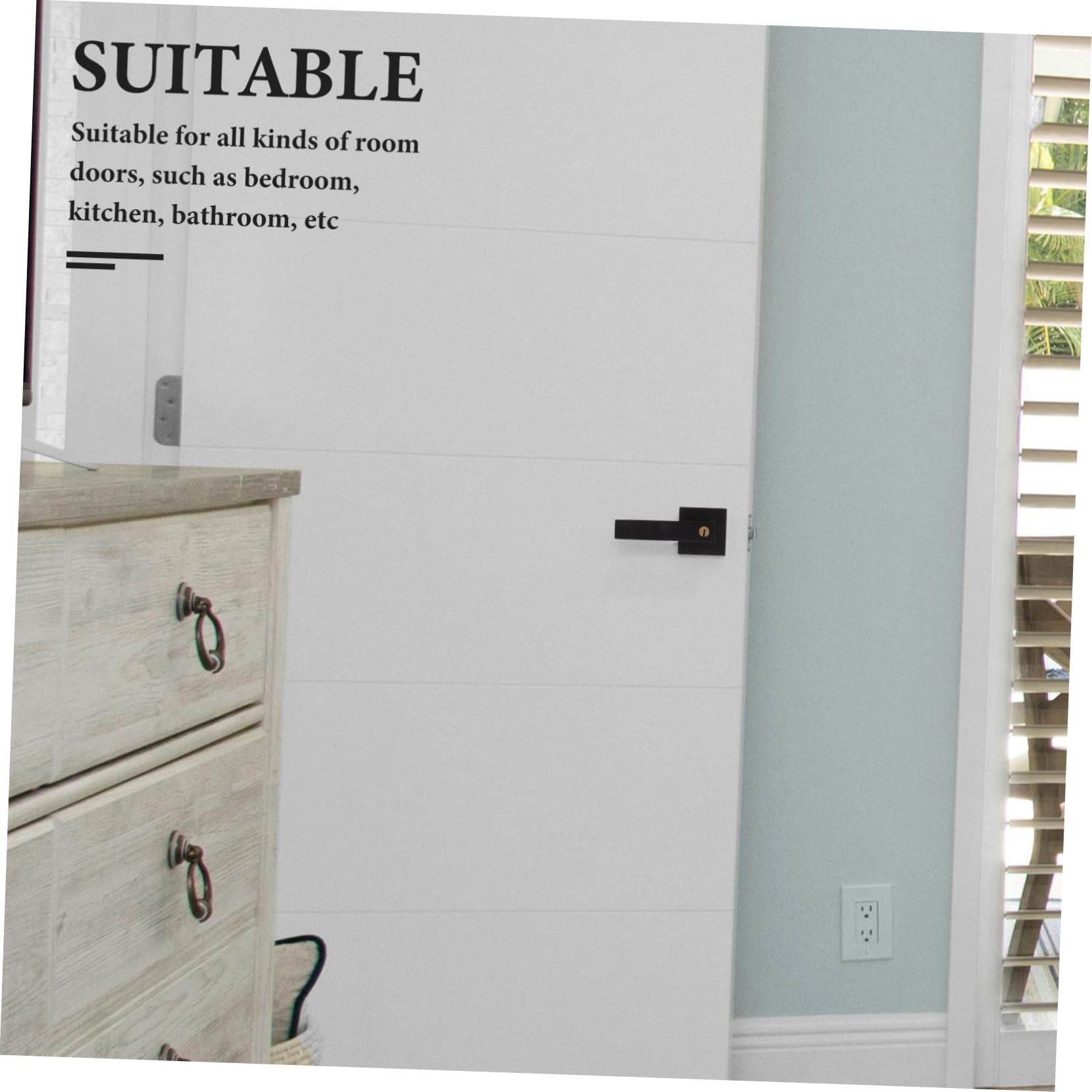 Operitacx Juego de Manijas Seguridad Reforzada y Acabado Mate para Puerta con Cerradura de Aluminio Negro para Puertas Interiores de 30-50mm en Cocinas y Habitaciones