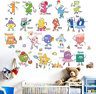 Shapes Number Wall Stickers for Classroom: Kids Room Nursery Playroom Preschool Daycare Kindergarten Wall Decals