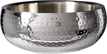 Elegance Hammered Salad Bowl Double Wall Insulated Serving Bowl 11.5 Dia