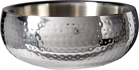 Elegance Hammered Salad Bowl – Double Wall Insulated Serving Bowl