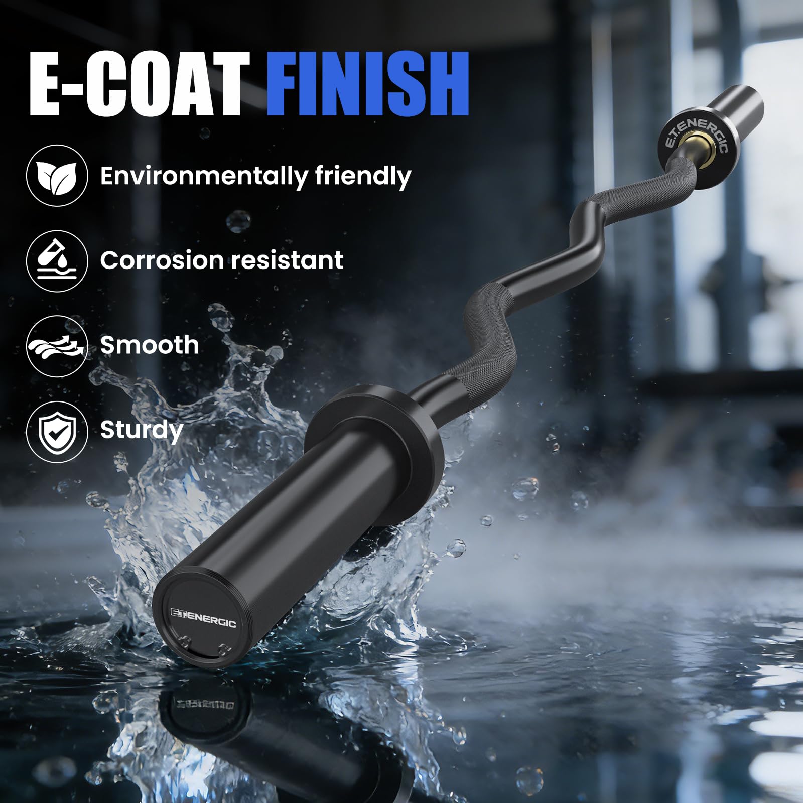 Bilanciere olimpico EZ Curl da 119,4 cm, capacità 226,8 kg, adatto per pesi da 5,1 cm, barra curva da 5,1 cm, per sollevamento pesi, spinte dell'anca, squat, bicipiti, palestra a casa
