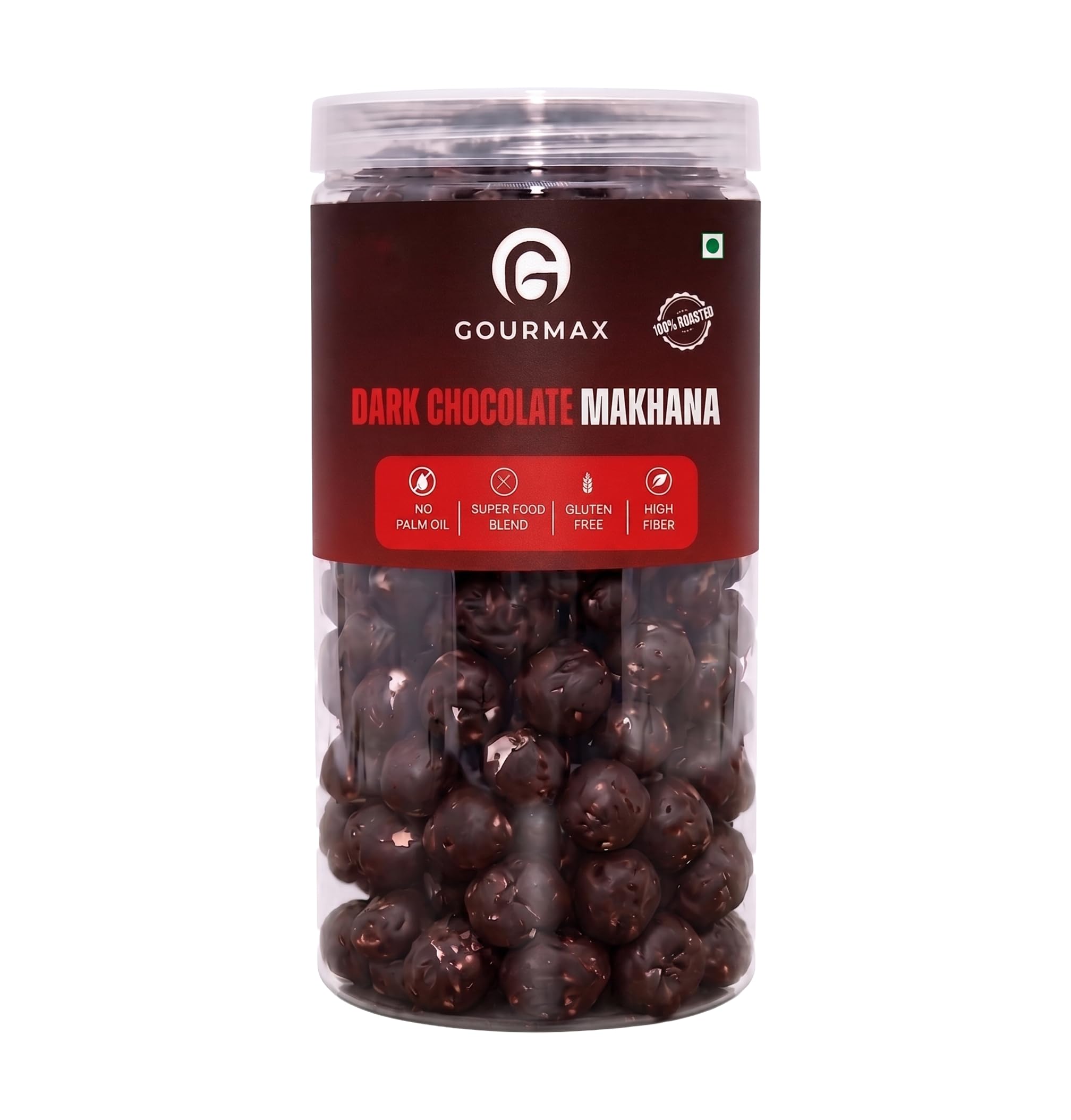Gourmax Dark Chocolate Makhana - 125g | Crunchy Roasted Fox Nuts Coated in Rich Dark Chocolate, Low-Calorie Indian Snack, Souce of Protein, Gluten-Free, Guilt-Free Indulgence for Healthy Snacking-image-47
