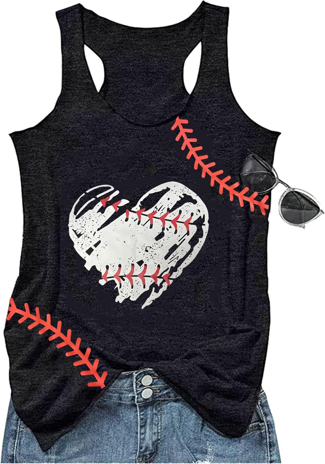 Baseball Mom Tank Tops for Women Funny Baseball Workout Tank Summer Sleeveless Mother's Day Tee Shirts Tops