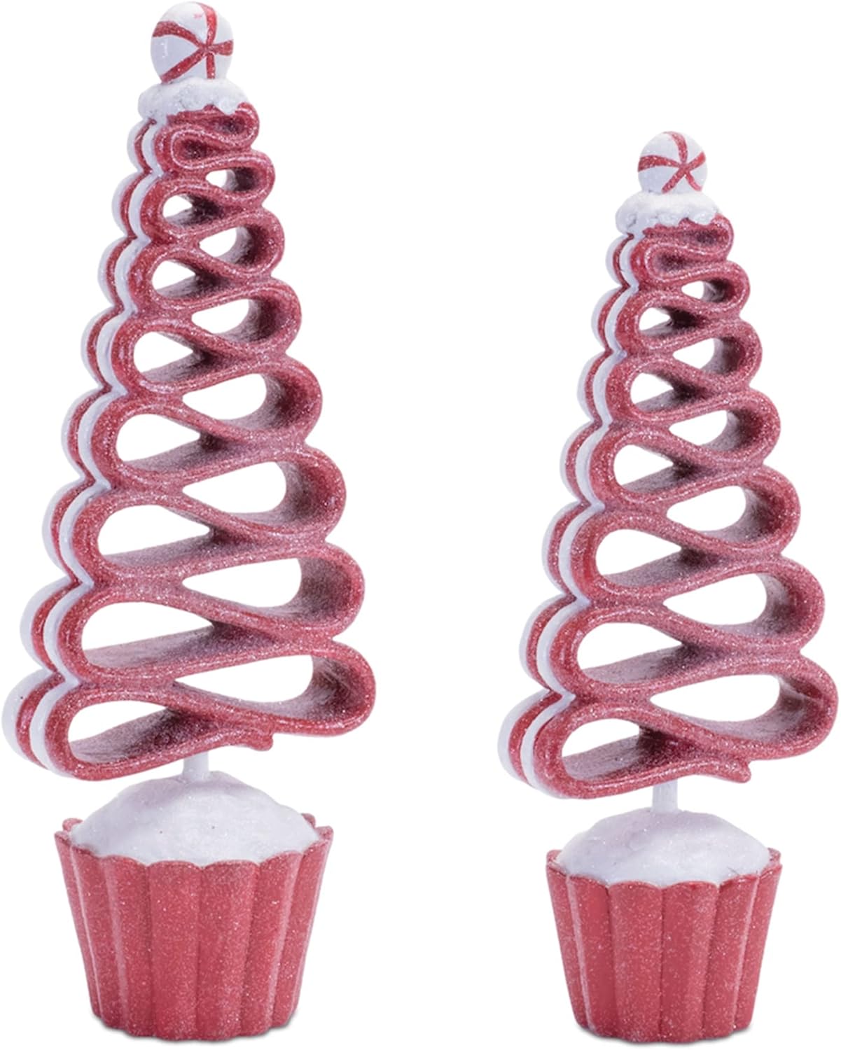 Ribbon Candy Tree (Set of 2) 11" H, 13" H Resin