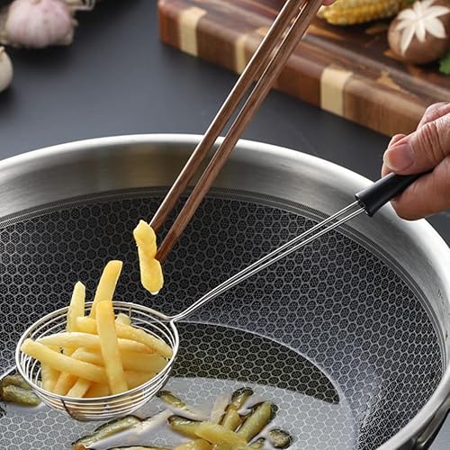 Miniatura 8 de Hemoton Cuchara de acero inoxidable para colador de araña, cuchara espumadera para olla caliente, cuchara para pasta y fideos, cuchara para cocinar
