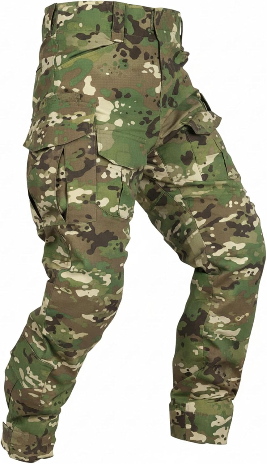 Men's Tactical Pants Camo Cargo Pants Ripstop Work Hiking Pants with 10 Pockets No Belt