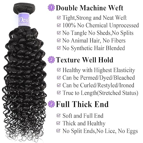 Miniatura 3 de Extensiones individuales de cabello humano rizado virgen brasileño Jerry rizado ondulado, un paquete de extensiones de cabello sin procesar grado