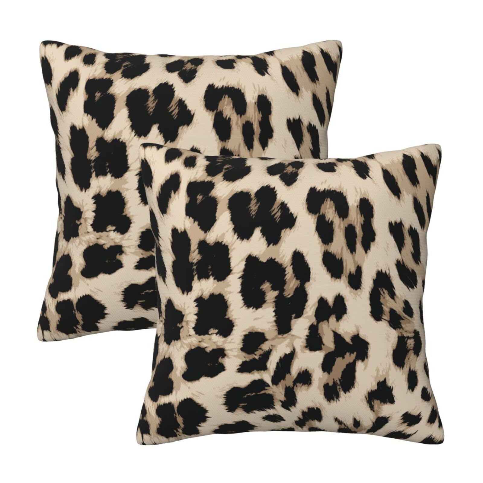 HOSTECCO Cheetah Print Cushion Covers 45x45 cm Set of 2 Leopard Velvet Cushion Cases Farmhouse Decorative Pillow Covers for Sofa Couch Home Living Room — image 1