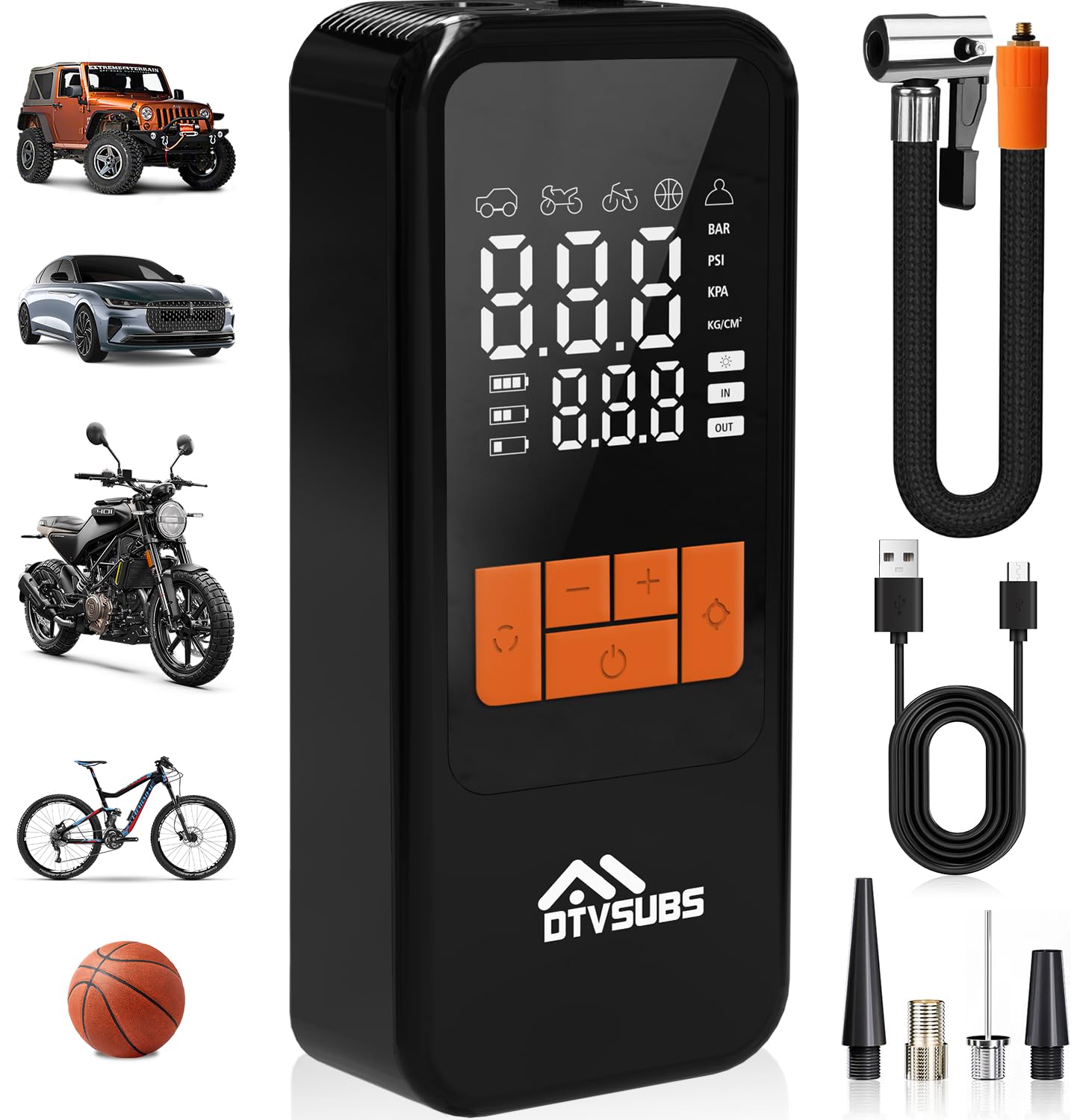 Compresor de aire portátil inflador de neumáticos, bomba de aire inalámbrica 4 veces más rápida para neumáticos de coche, bomba de aire de 150 PSI con medidor de presión y luces LED para autos