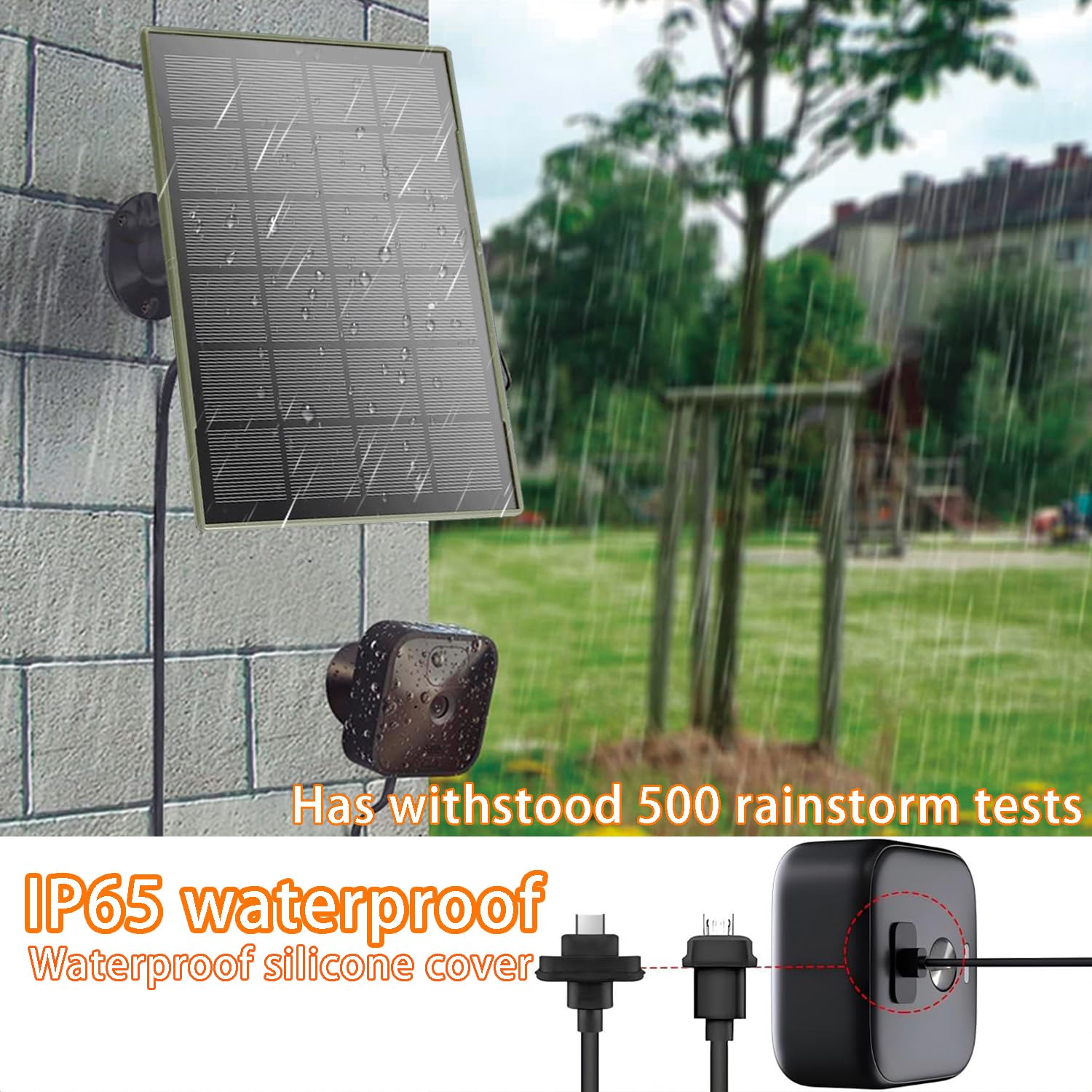 Panel solar de 3 W/5 V con baterías Biuld-in de 6000 mAh, compatible con cámara Blink, para cámara Blink Outdoor 4 (4ª generación)/exterior/interior (3ª generación) XT3 y XT/XT2,IP65,con cable de 3m