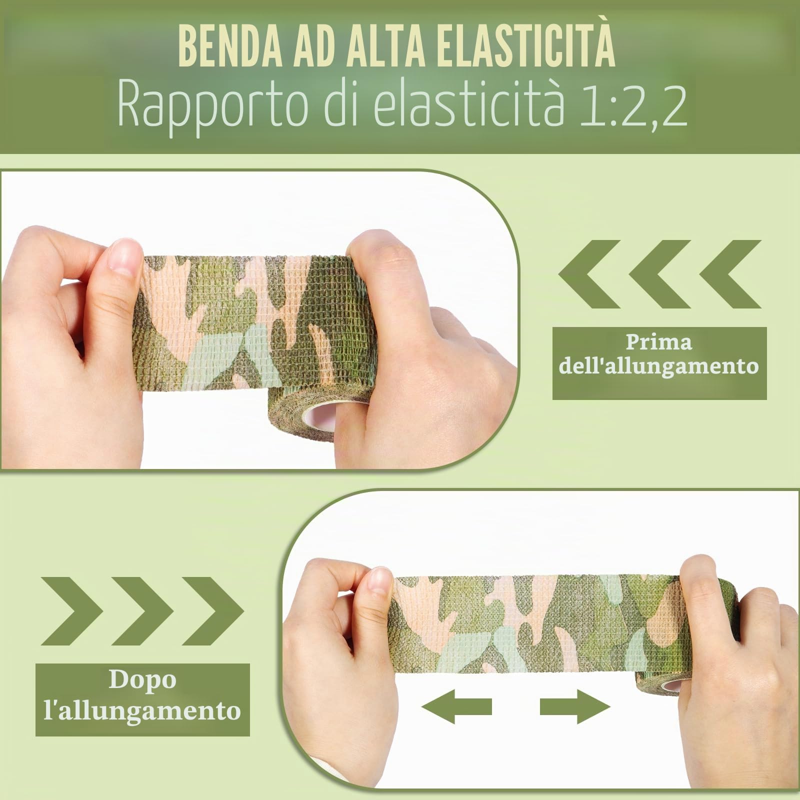 16 Rotoli Benda Elastica Autoadesiva, 5cmx4,5m Benda Elastica Coesiva, Nastro Crossfit, Garza Adesiva Coesiva Benda per Sportivo, Dita, Caviglia, Ginocchia, Gatti, Cani, Cavalli, Mimetico