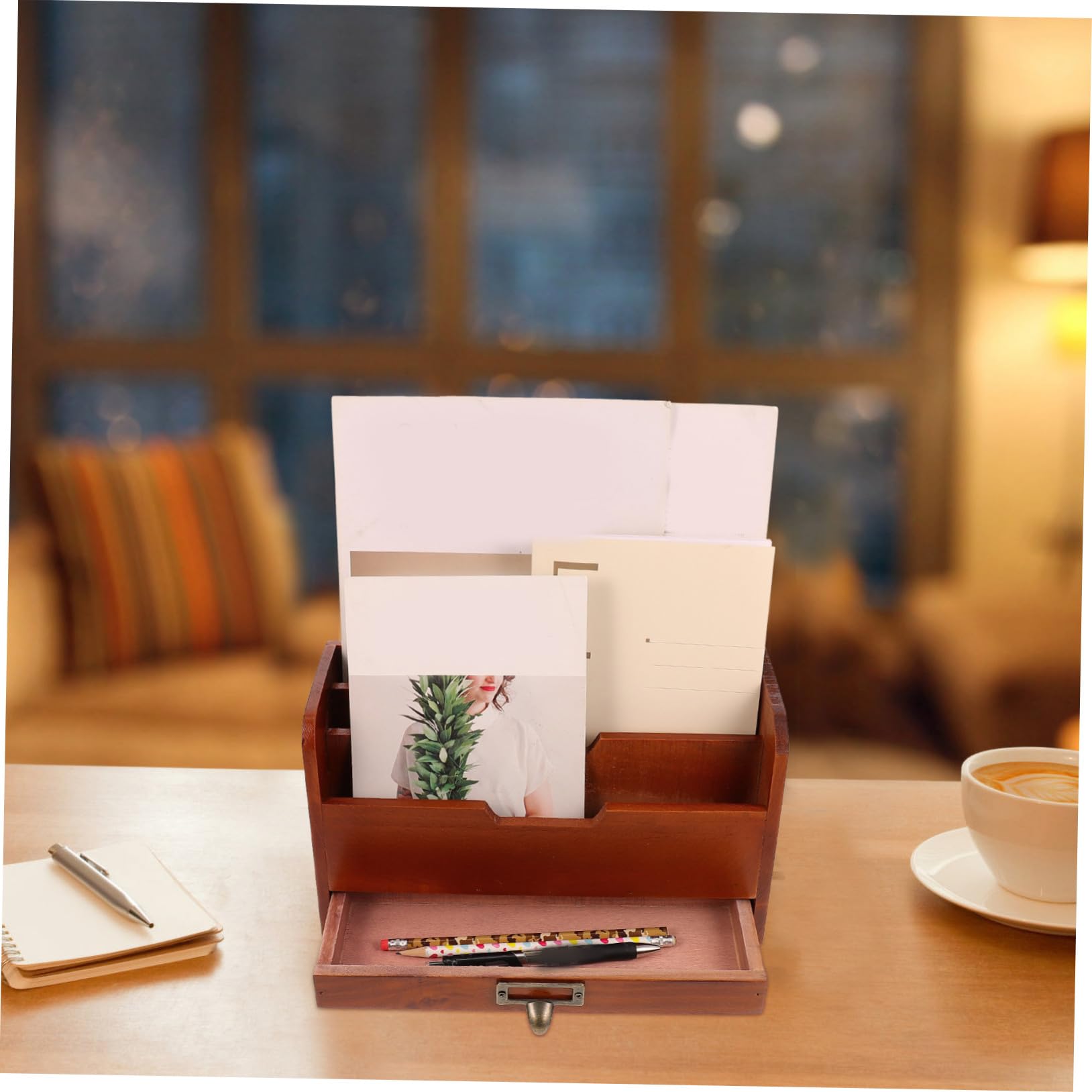 Supvox Holz Aufbewahrungsbox mit Schublade für Büro und Schmuck Stapelbar und Belastbar Praktische Schubladenstruktur für Schreibtisch und Ordnung