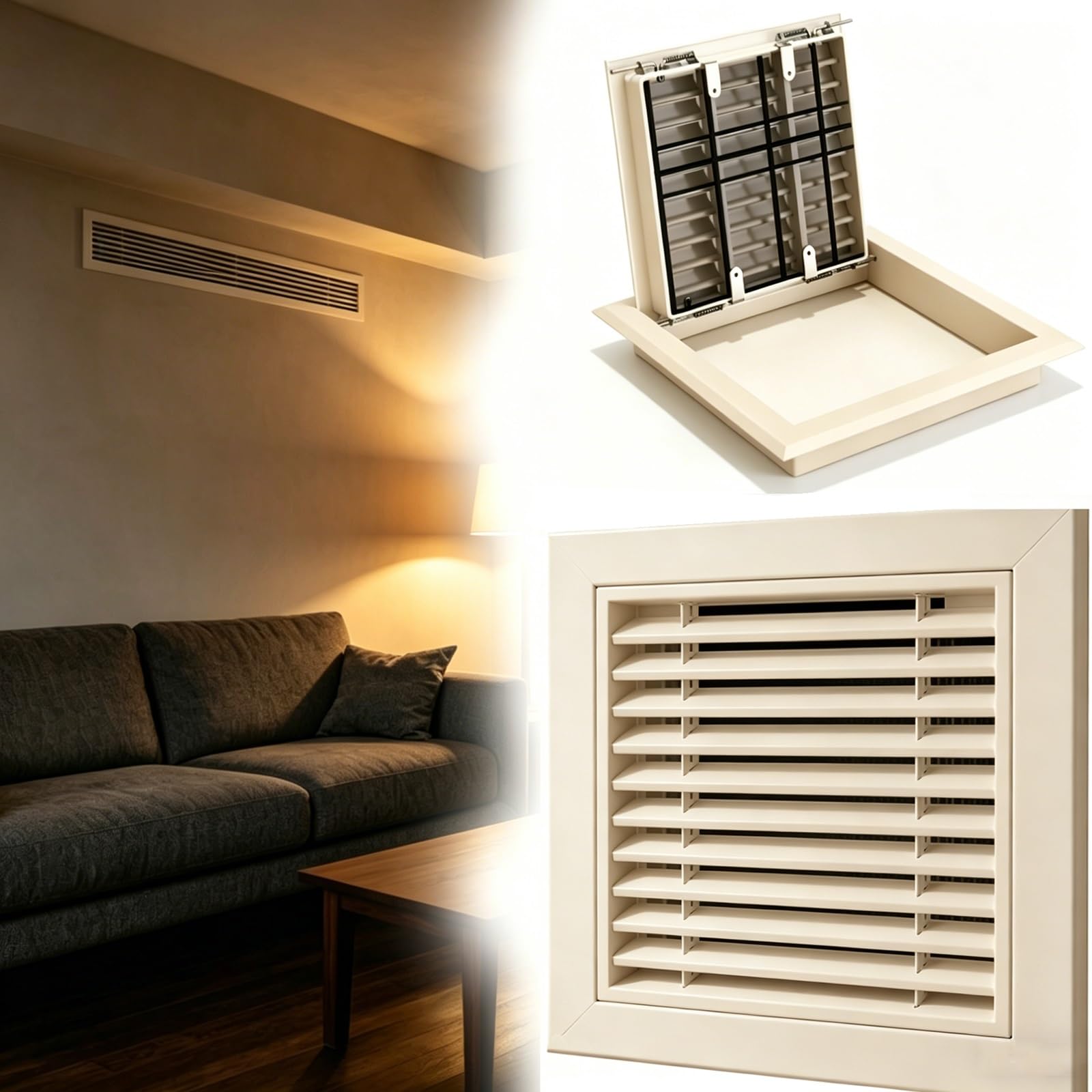 Grille d'aération en aluminium robuste 55,9 x 76,2 cm pour système CVC d'hôtel
