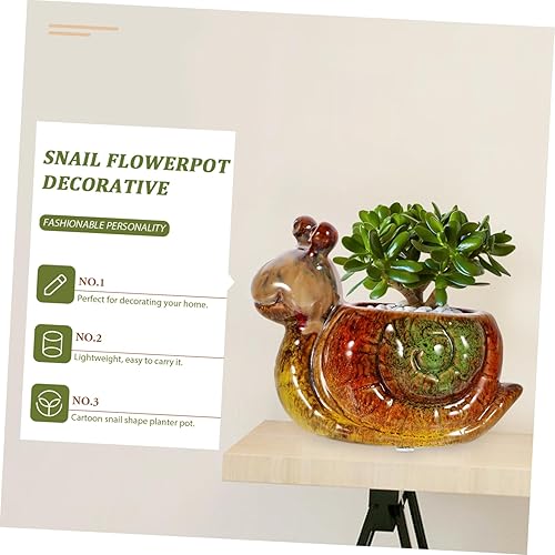 Miniatura 3 de Happyyami 2 Pcs Snail Flower Pot Decoration Outdoor Plant Pot Animal Ceramic Planter Outdoor Statue Flowers Vase Decorative Ceramic Pot Ceramic Vase