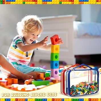 Sanwuta 6 Packs Toy Storage Bags with Zipper,Large, Small,Bright Color