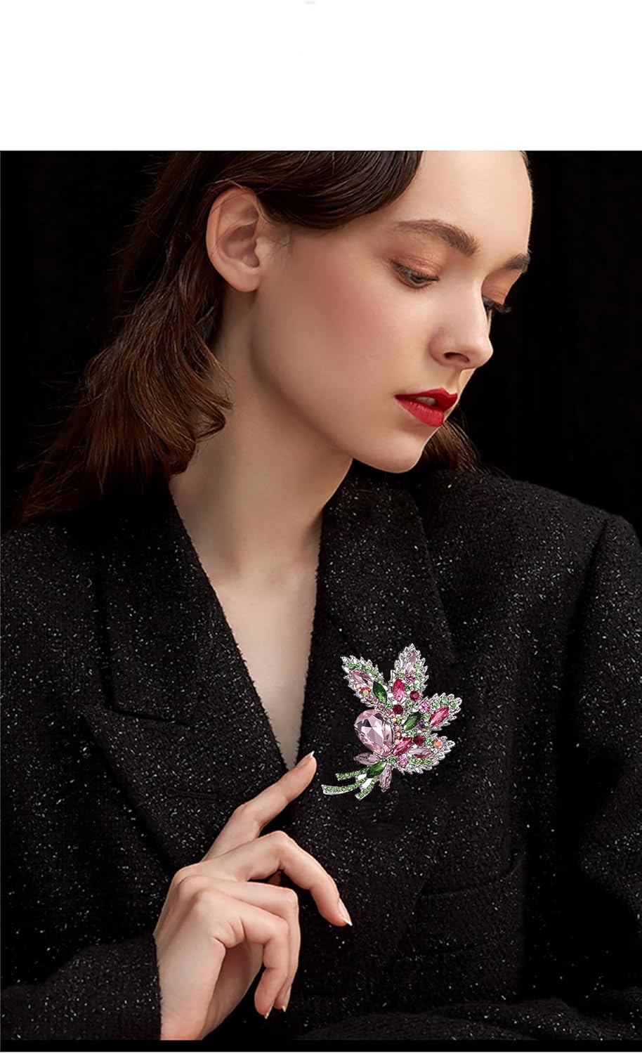 Rhinestone Flower Brooch Colourful Crystal Flower Brooch Big Large Bouquet Brooch Pin Wedding Ball Birthday Party Brooch Elegant Clothing Hat Bag Accessories Jewelly for Women - Image 4